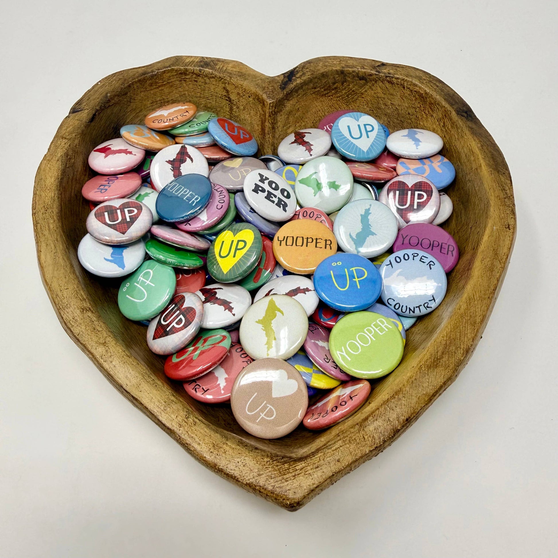UP Michigan 1" Pins – Yooper Designs (Case of 50)