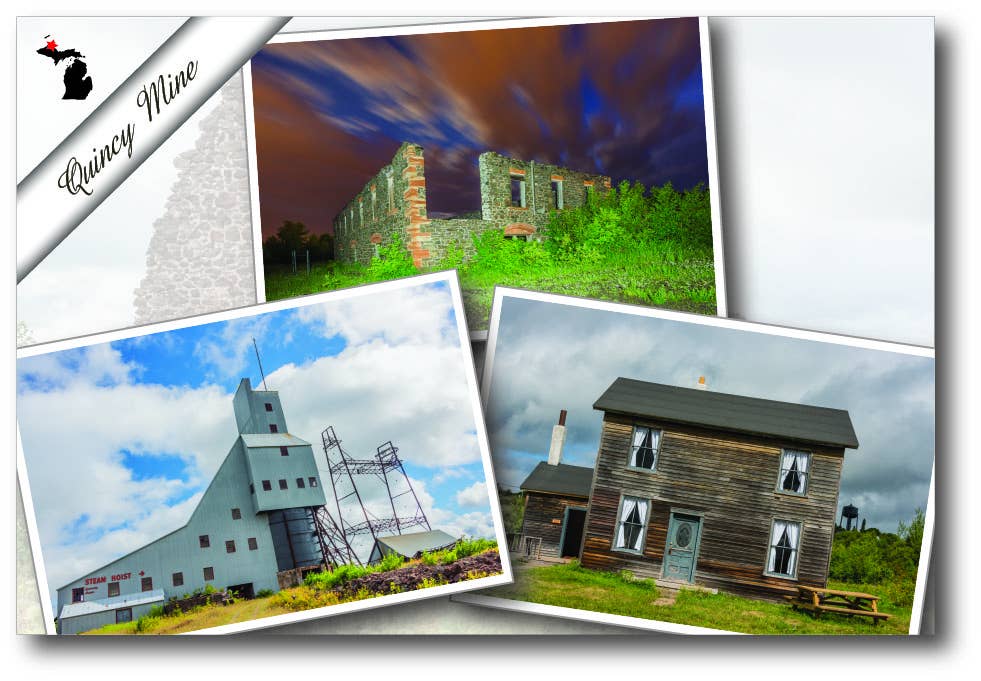 QUINCY MINE COMPOSITE - Michigan Postcard