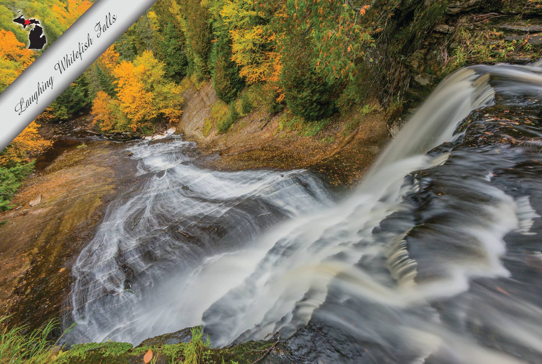 Laughing Whitefish Falls | Postcard - Autumn Scene