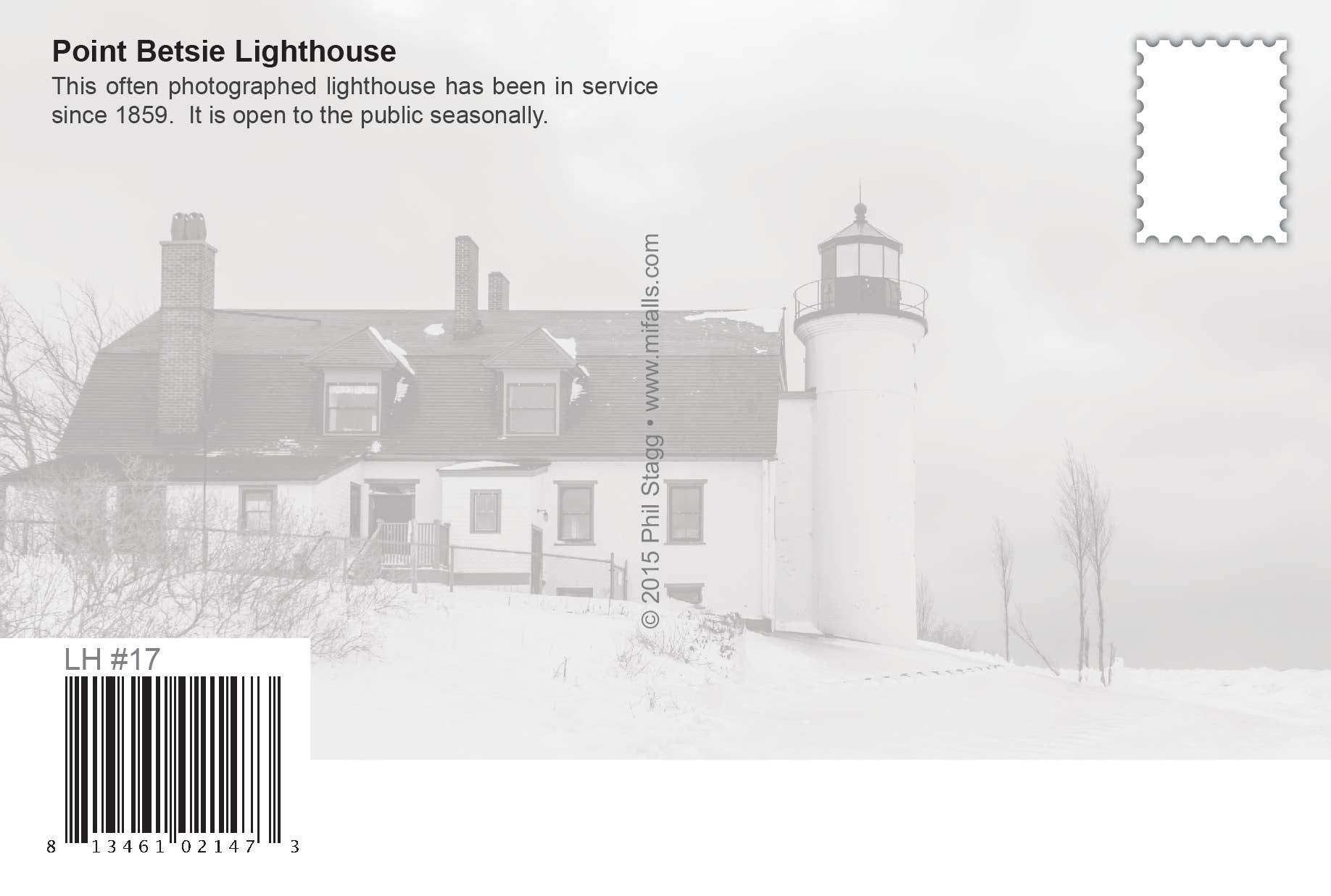 Image of POINT BETSIE LIGHTHOUSE - WINTER - Michigan Postcard
