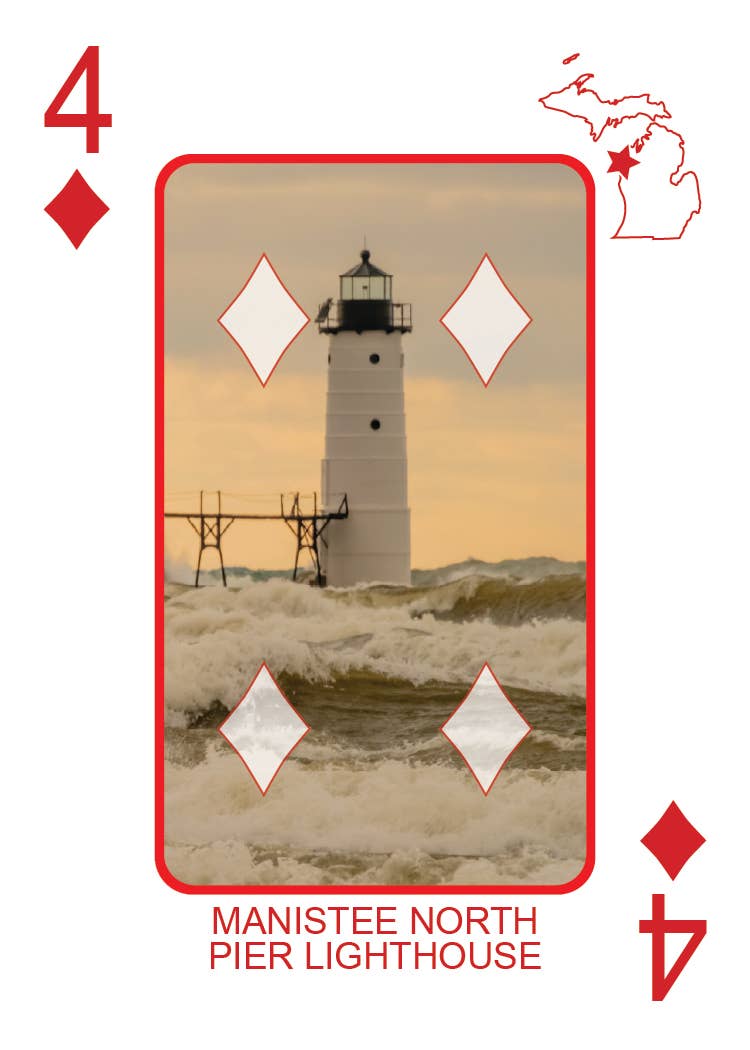 Image of LIGHTHOUSES OF MICHIGAN - Playing Cards - Euchre Friendly