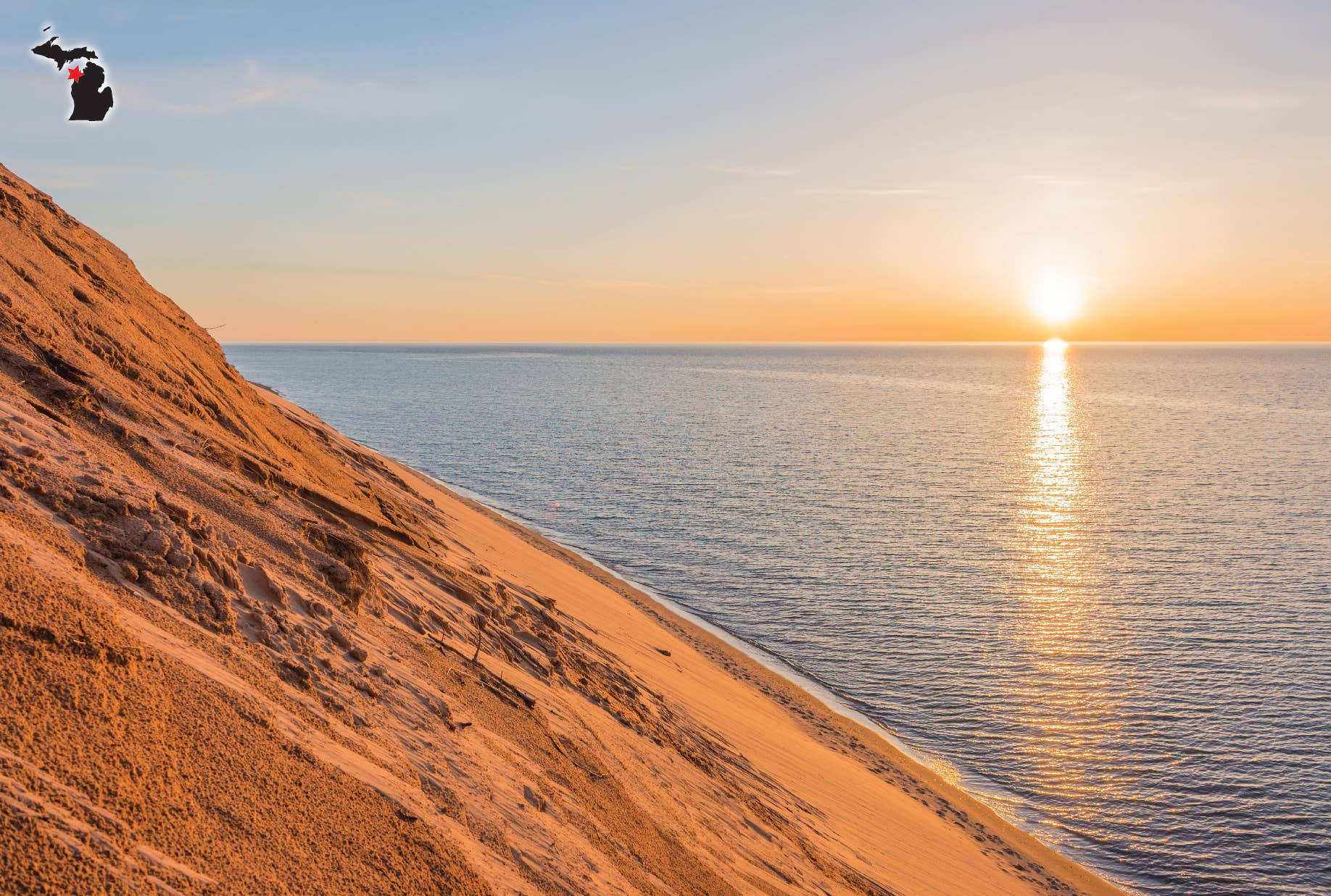 Image of SLEEPING BEAR DUNES - SUNSET - Michigan Postcard