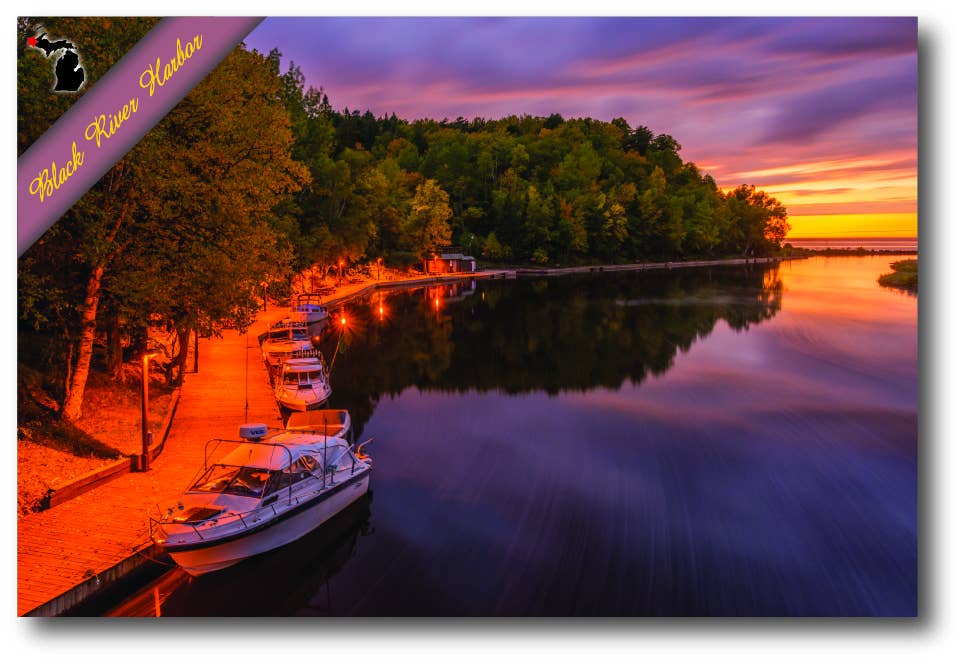 BLACK RIVER HARBOR - Michigan Postcard