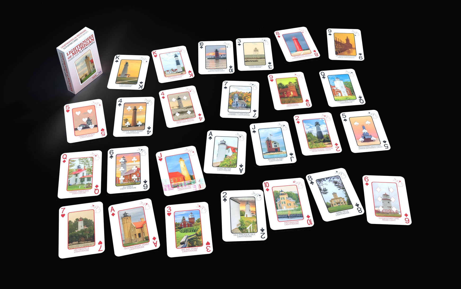 LIGHTHOUSES OF MICHIGAN - Playing Cards - Euchre Friendly
