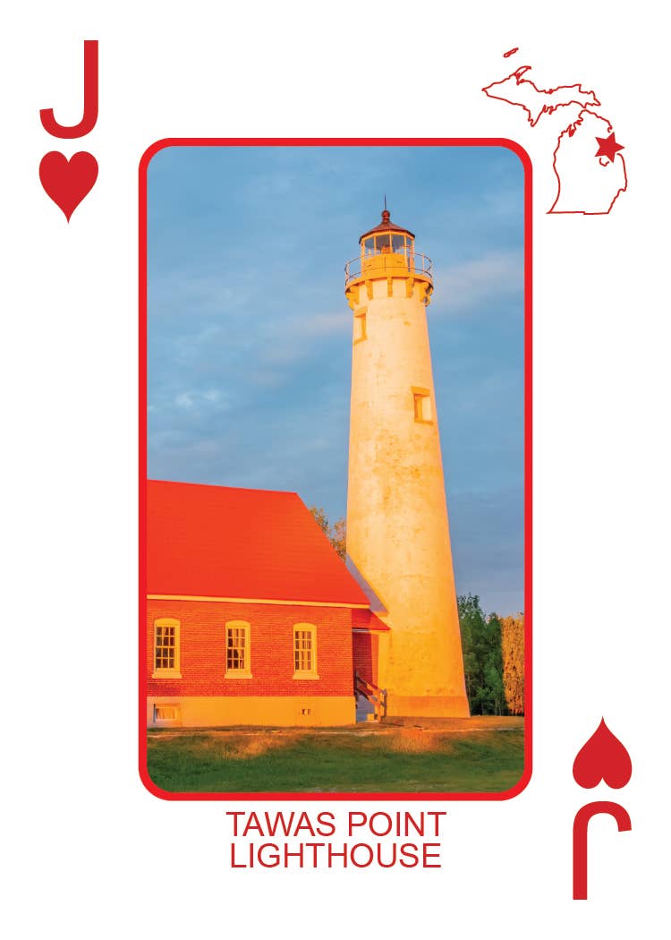 Image of LIGHTHOUSES OF MICHIGAN - Playing Cards - Euchre Friendly