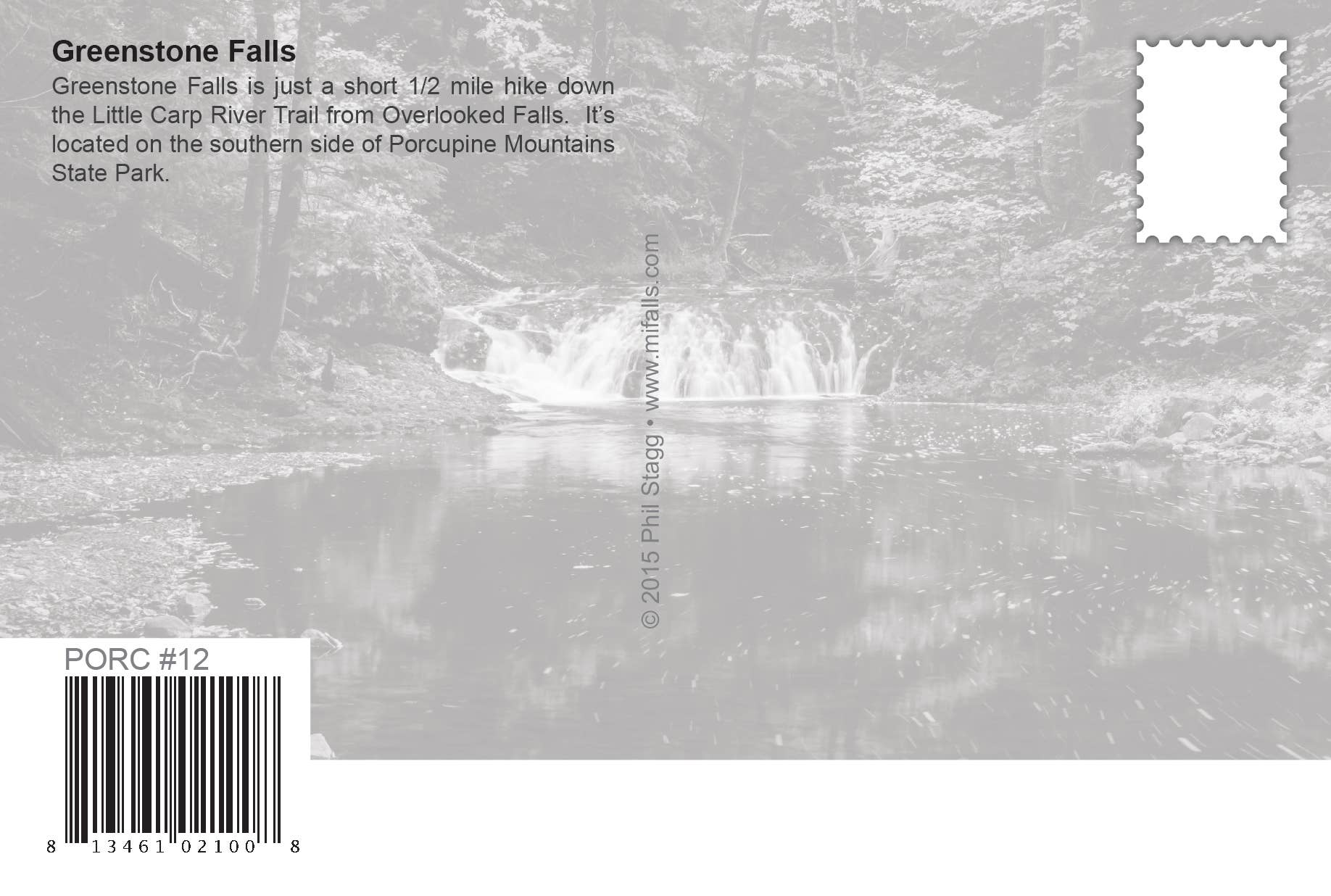 Image of GREENSTONE FALLS - Porcupine Mountains Michigan Postcards