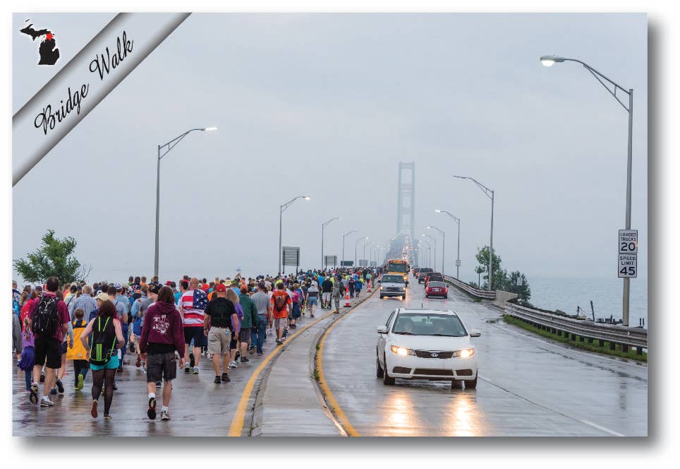 MACKINAC BRIDGE - BRIDGE WALK - Michigan Postcard