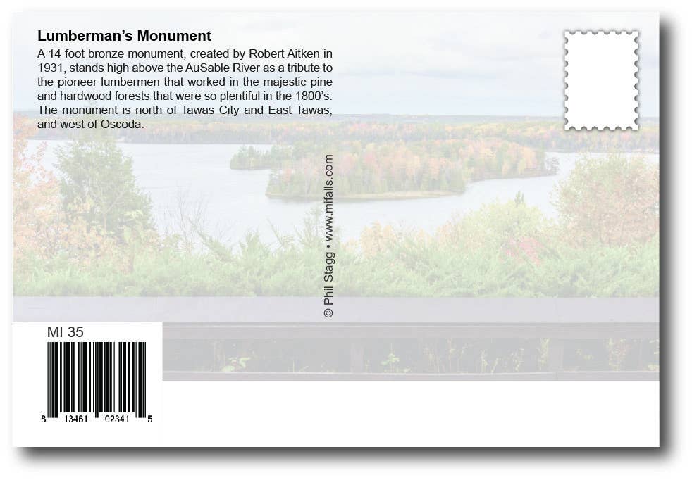 LUMBERMEN'S MONUMENT - Michigan Postcard