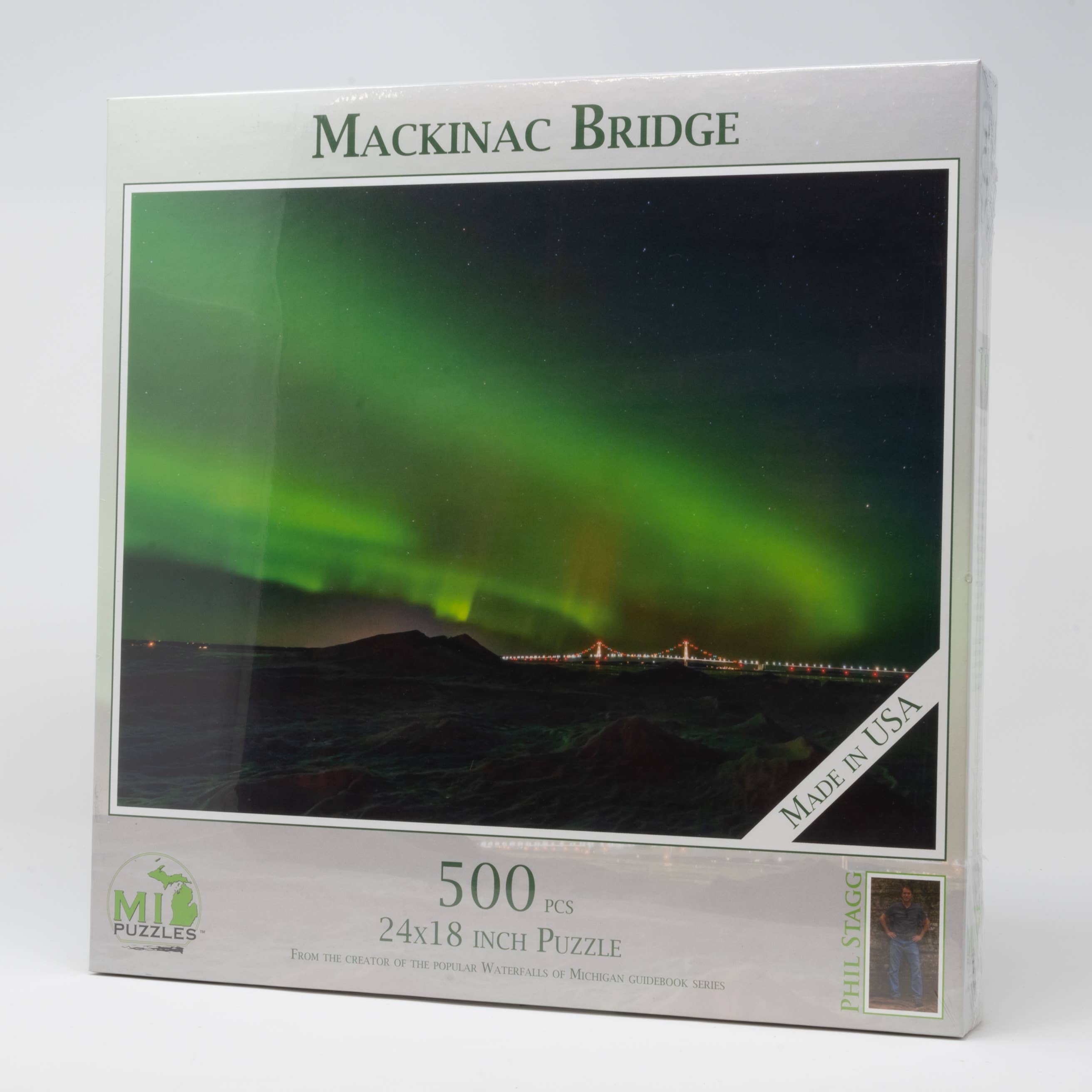 Image of Mackinac Bridge - Northern Lights - 500 Piece Puzzle