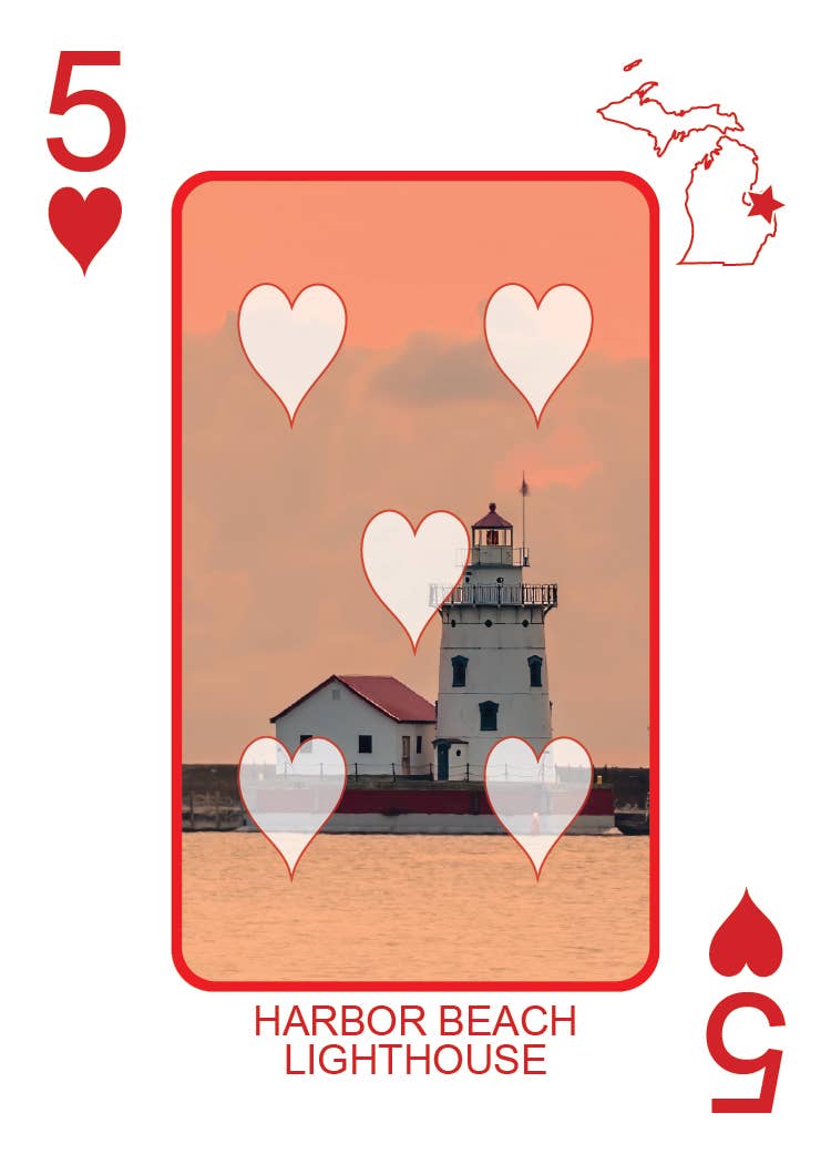 Image of LIGHTHOUSES OF MICHIGAN - Playing Cards - Euchre Friendly