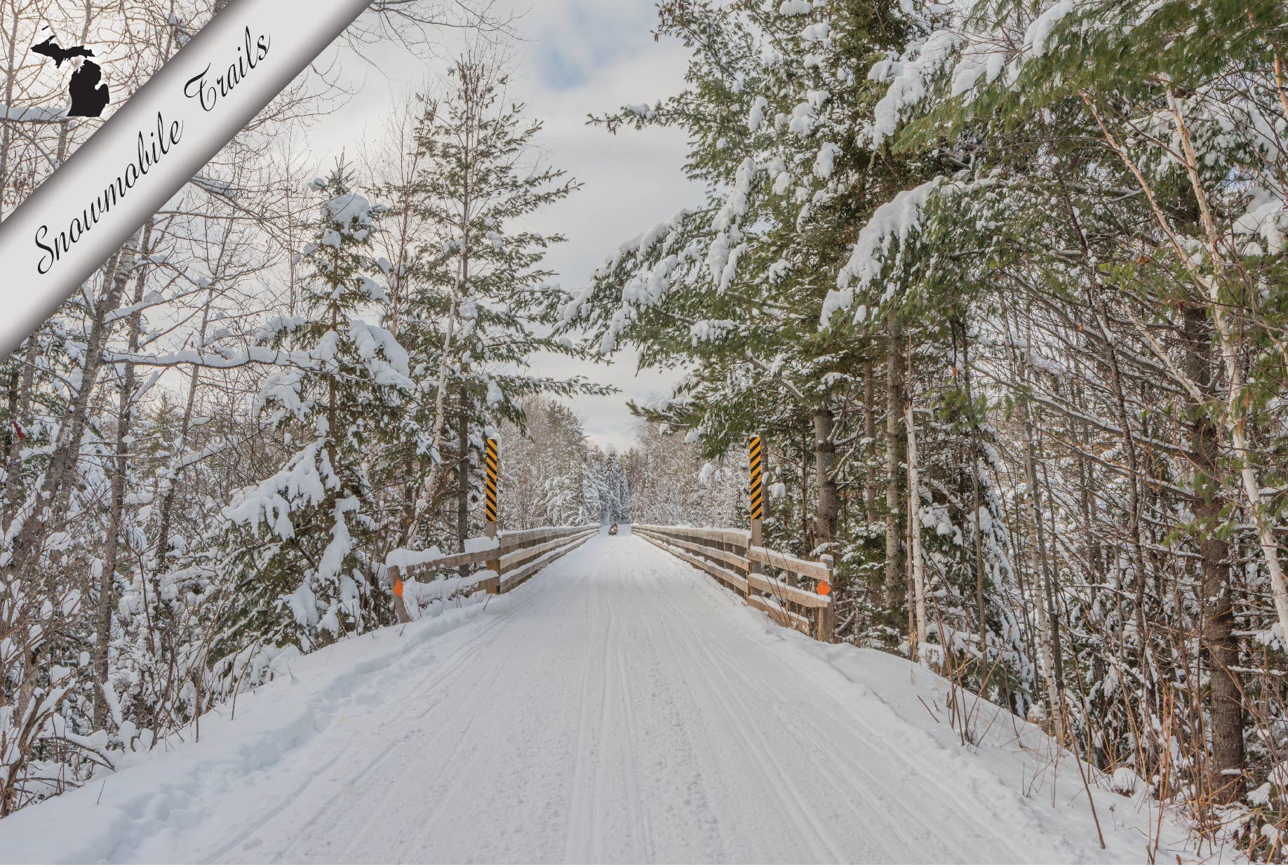 Image of SNOWMOBILE TRAIL - Upper Peninsula Michigan Postcard