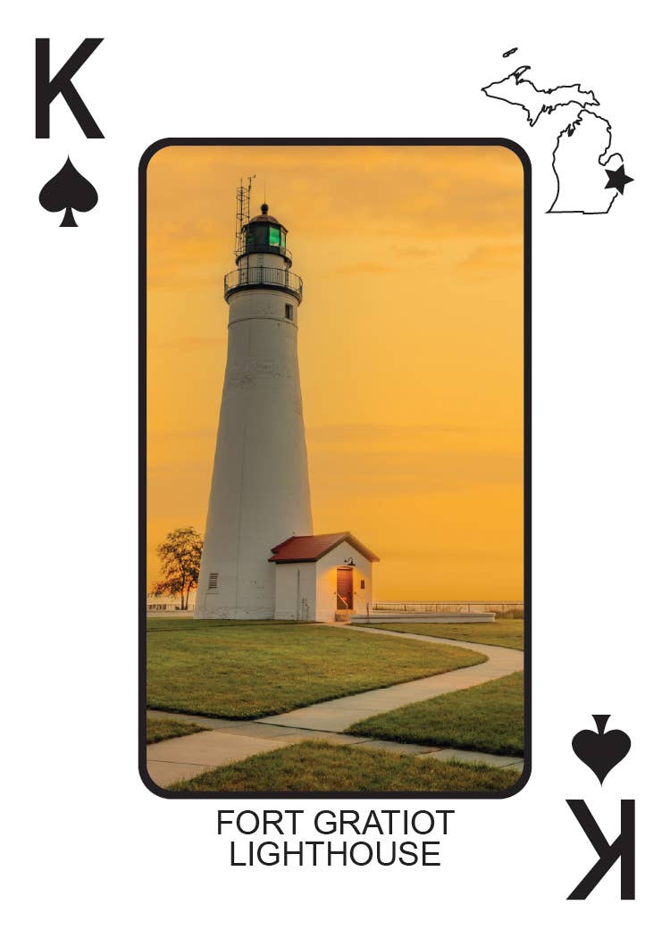 Image of LIGHTHOUSES OF MICHIGAN - Playing Cards - Euchre Friendly