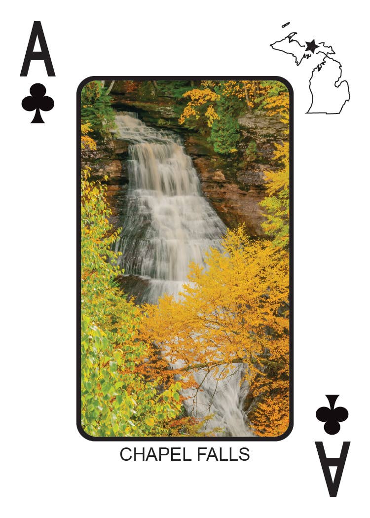 Image of WATERFALLS OF MICHIGAN - Playing Cards - Euchre Friendly