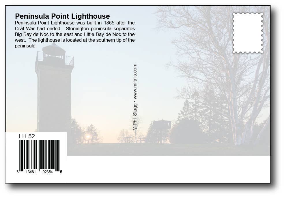 Image of PENINSULA POINT LIGHTHOUSE - Michigan Postcard