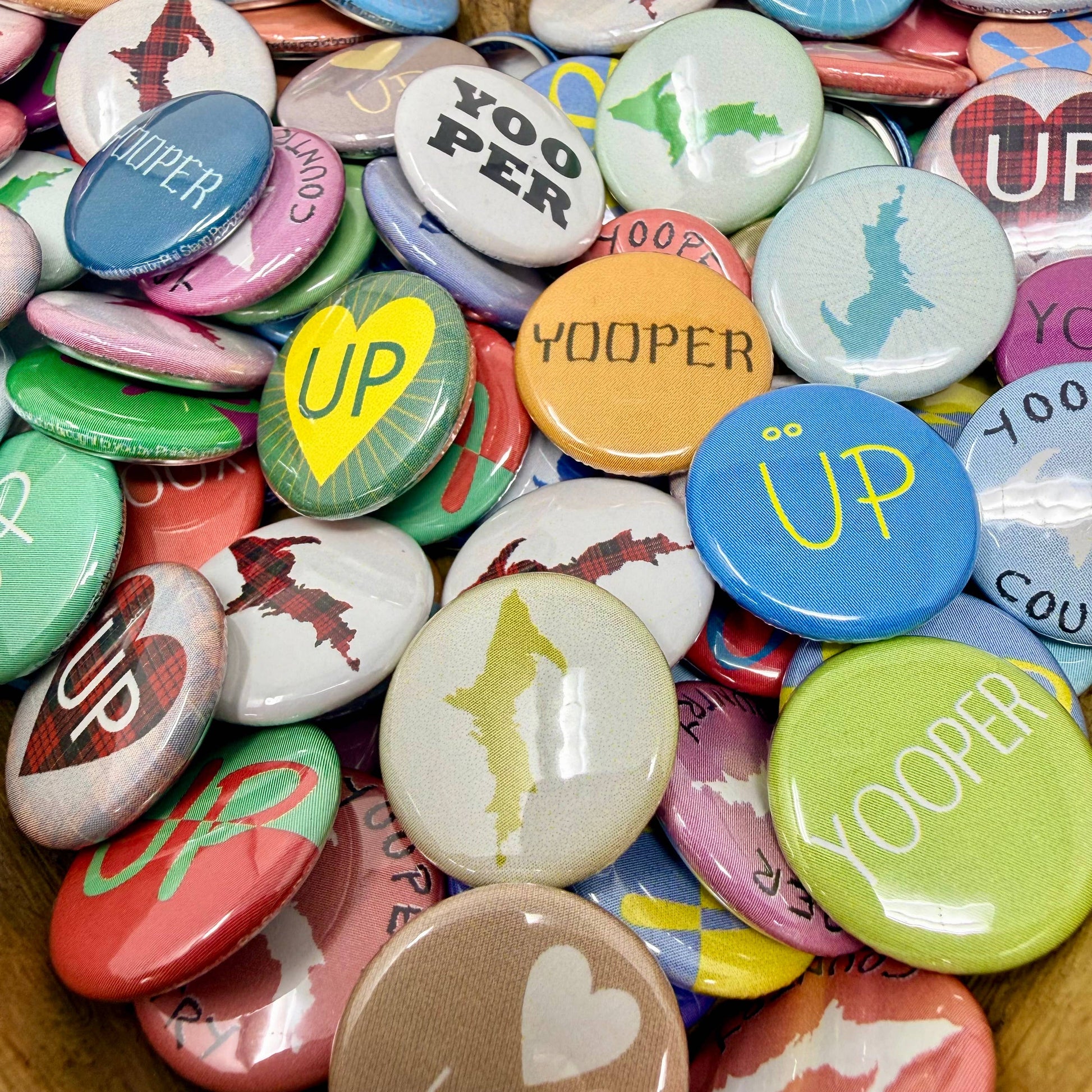 UP Michigan 1" Pins – Yooper Designs (Case of 50)