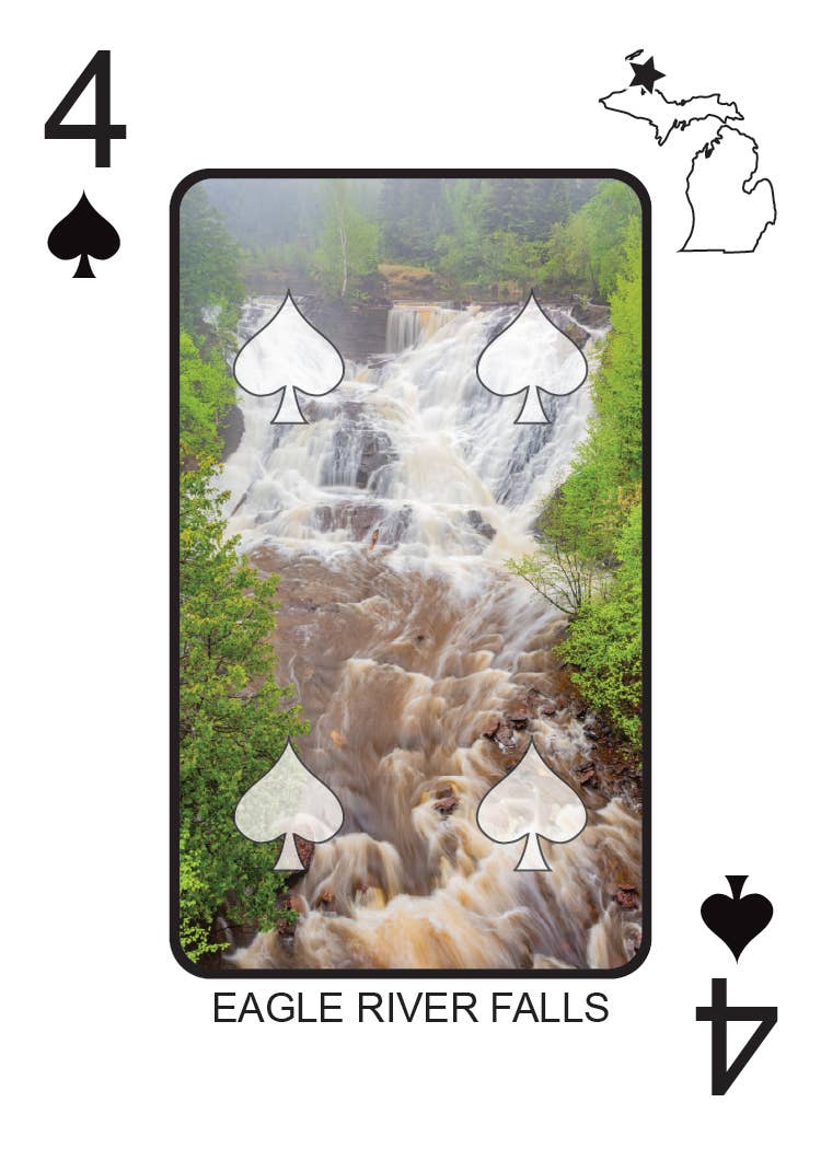 Image of WATERFALLS OF MICHIGAN - Playing Cards - Euchre Friendly