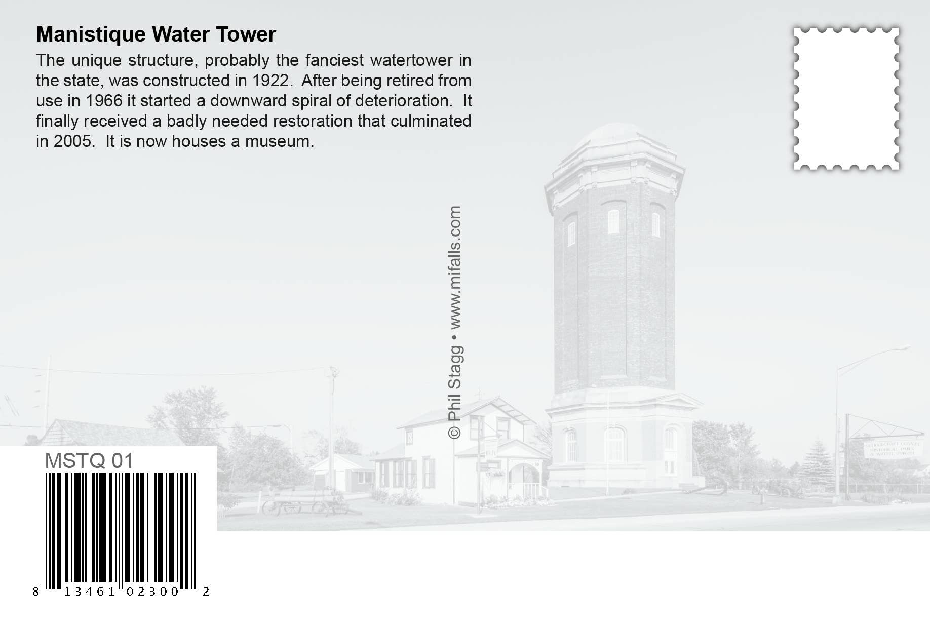 Image of MANISTIQUE WATER TOWER - Michigan Postcard