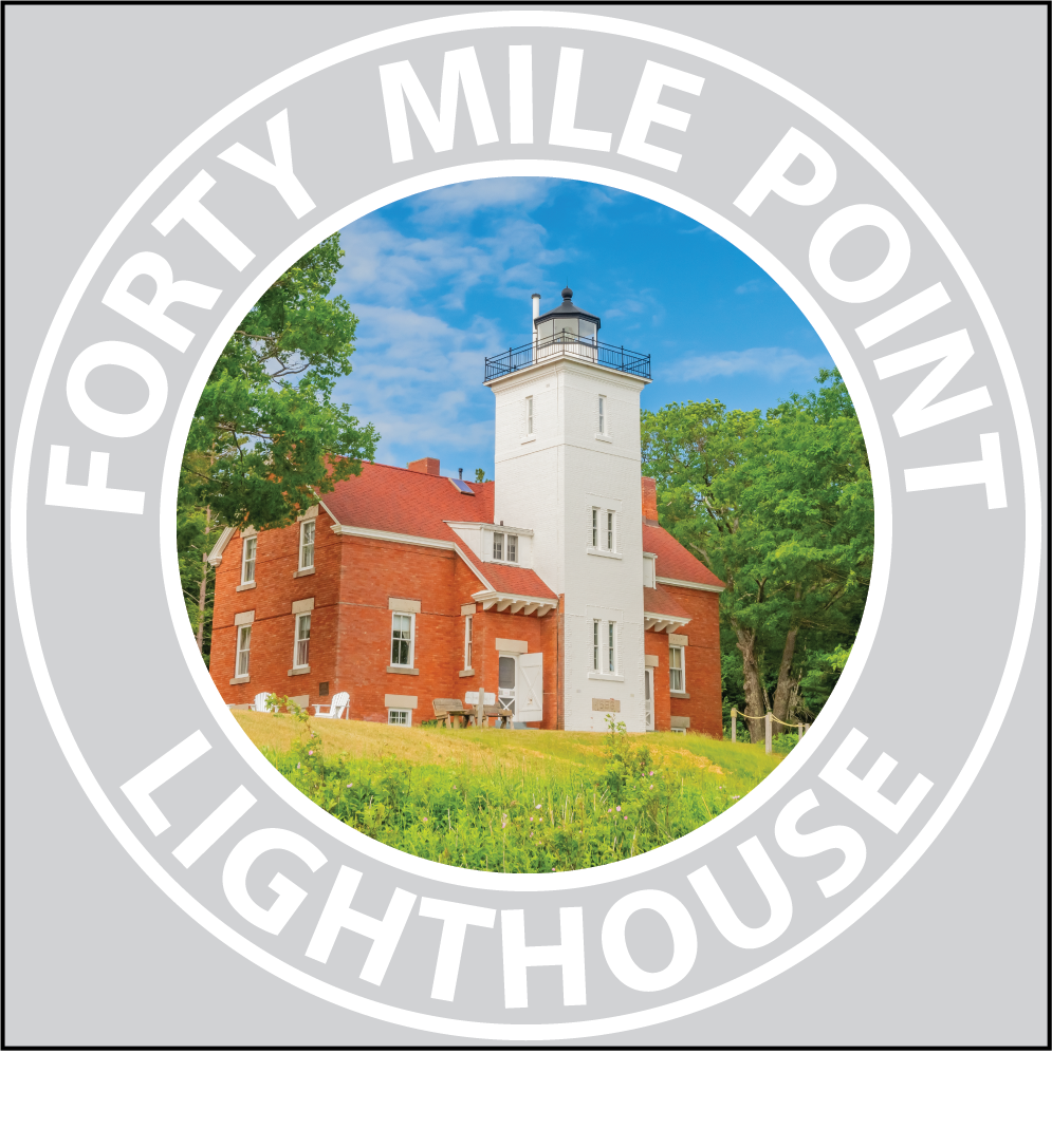 FORTY MILE POINT LIGHTHOUSE Sticker - 3 1/4" Round