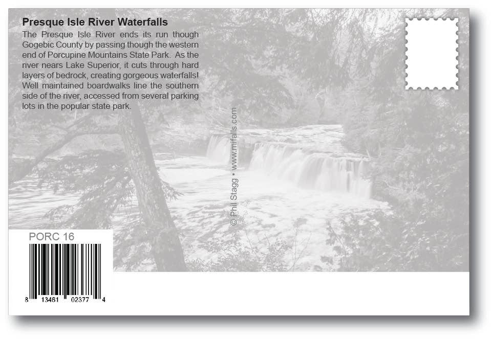Image of PRESQUE ISLE WATERFALLS - COMPOSITE - Michigan Postcard