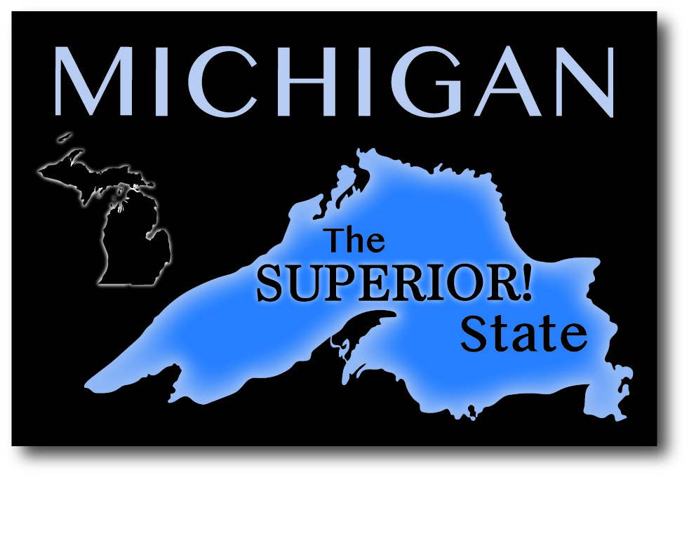 Image of MICHIGAN - THE SUPERIOR STATE - Michigan Postcard