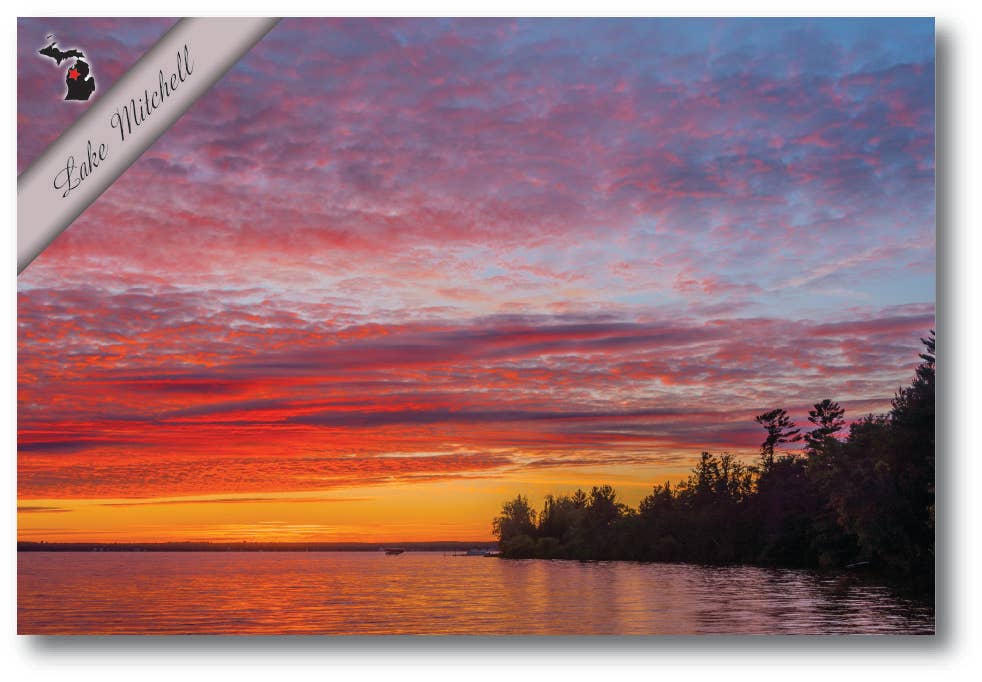 LAKE MITCHELL SUNSET - Michigan Postcard