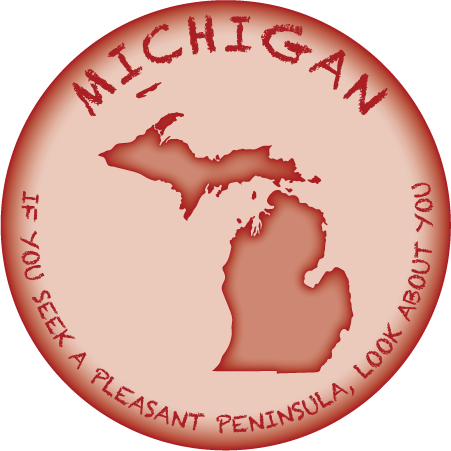 MICHIGAN | PLEASANT PENINSULA | 3" BUTTON MAGNET
