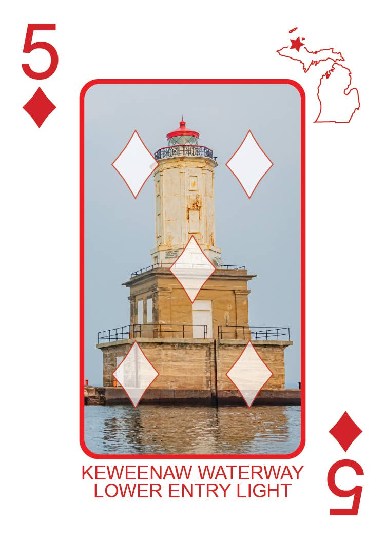 Image of LIGHTHOUSES OF MICHIGAN - Playing Cards - Euchre Friendly