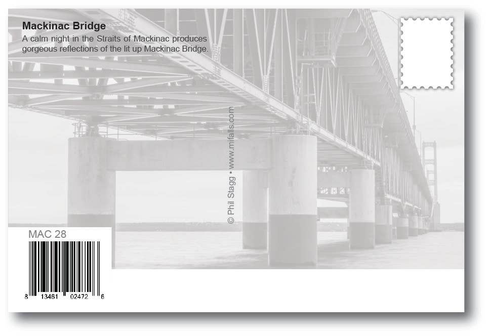 MACKINAC BRIDGE NIGHT REFLECTIONS - Michigan Postcard
