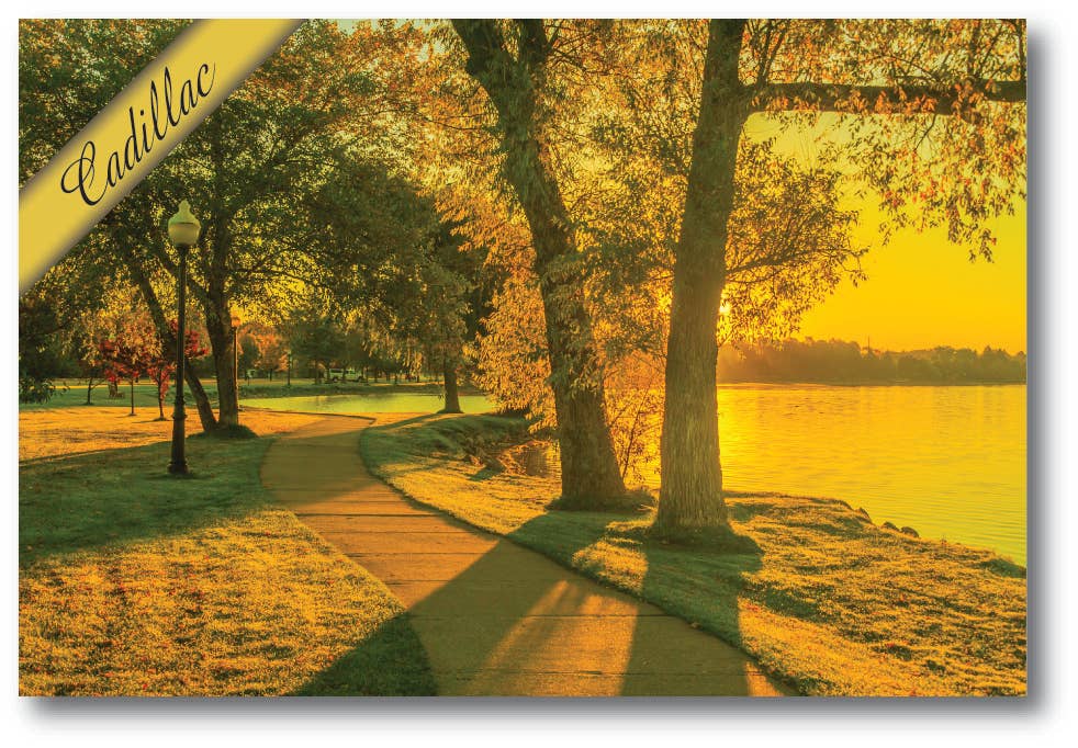 Image of LAKE CADILLAC WALKWAY - GOLDEN LIGHT - Michigan Postcard