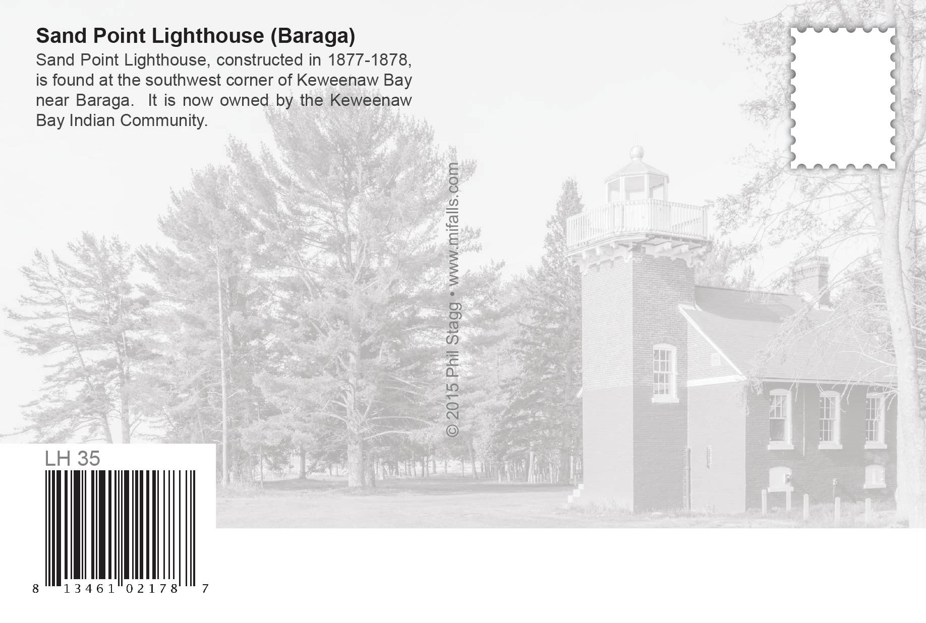 Image of SAND POINT LIGHTHOUSE (BARAGA) - Michigan Postcard