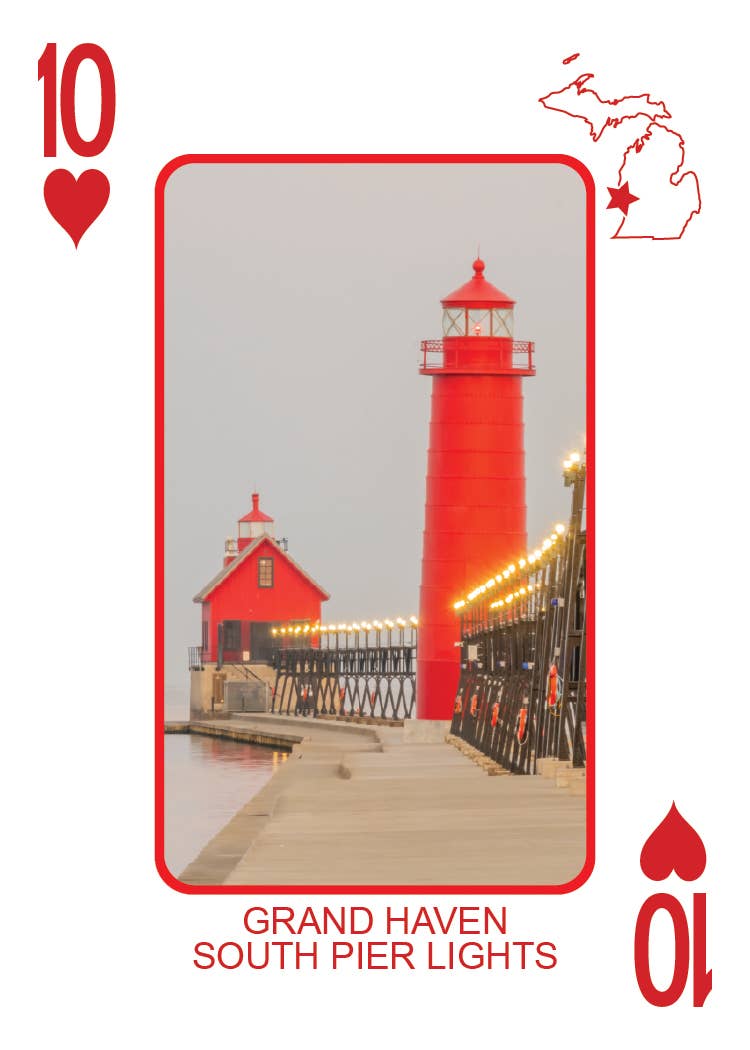 Image of LIGHTHOUSES OF MICHIGAN - Playing Cards - Euchre Friendly