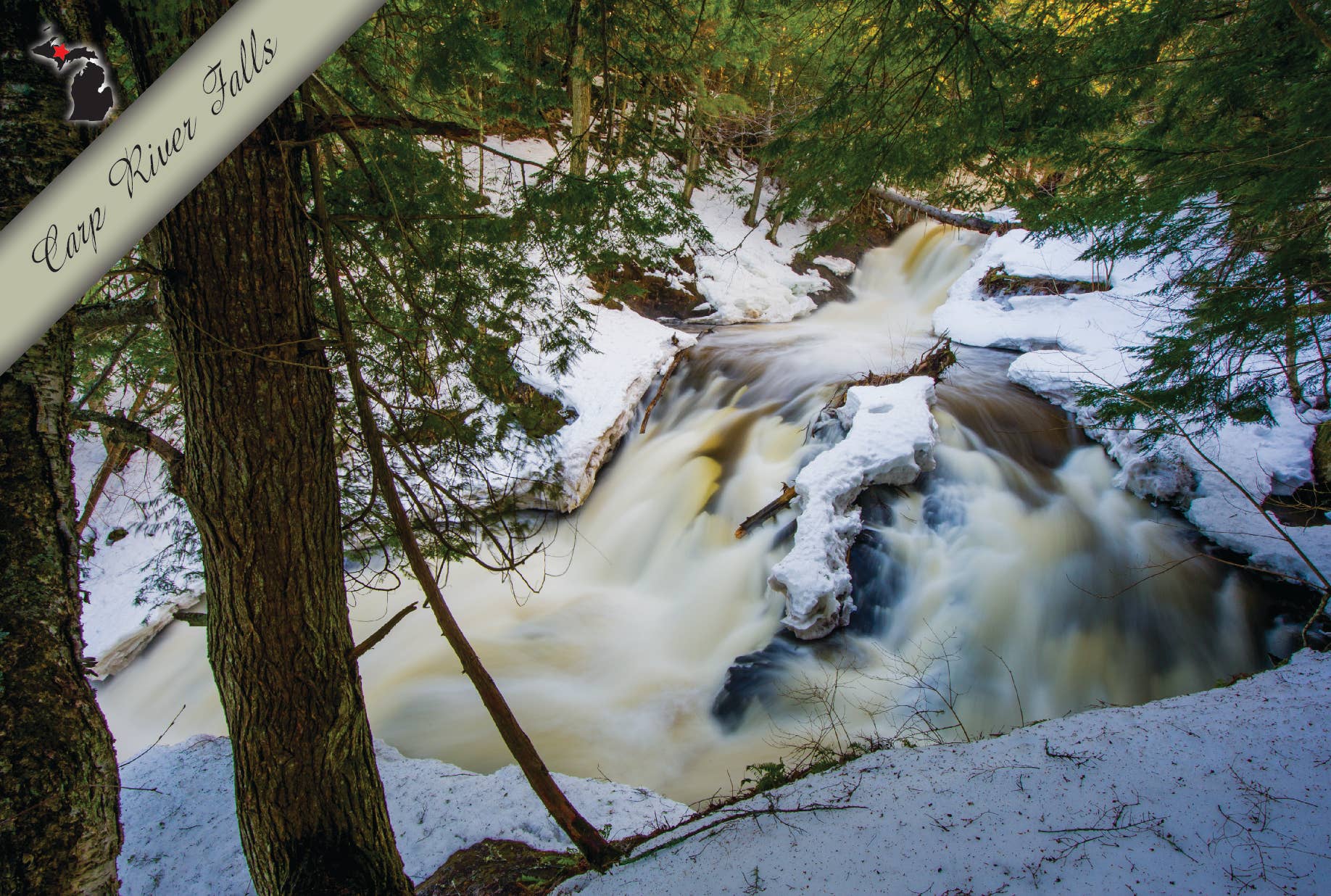 Carp River Falls | Postcard - Winter Scene