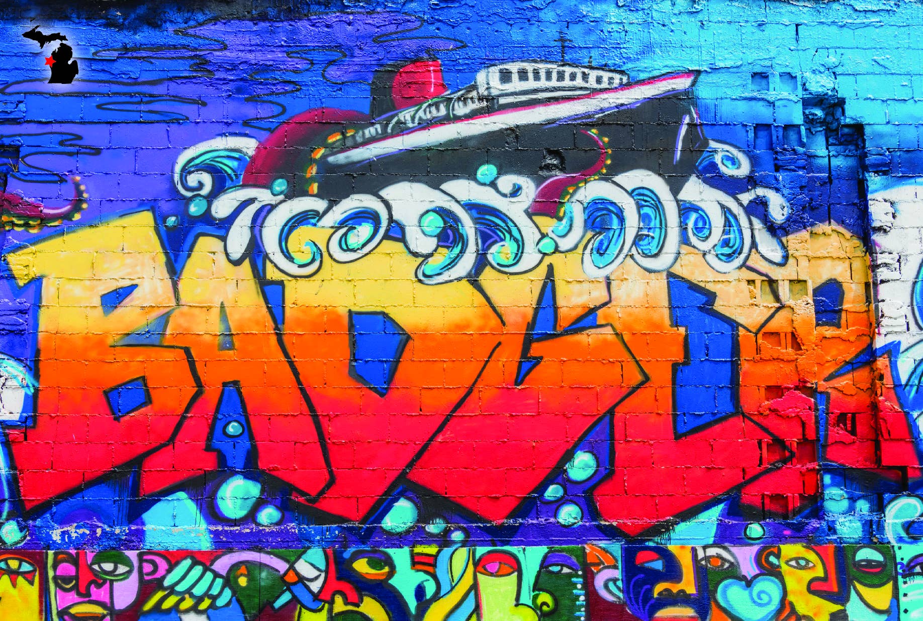 LUDINGTON MURAL - Michigan Postcard