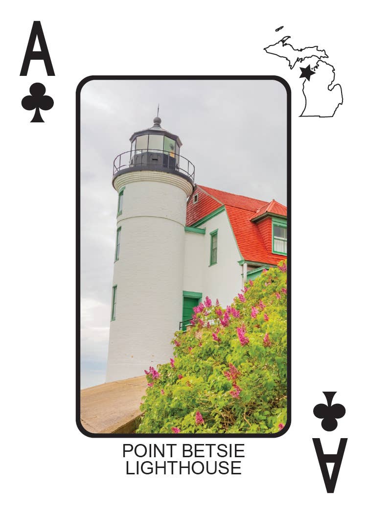 Image of LIGHTHOUSES OF MICHIGAN - Playing Cards - Euchre Friendly