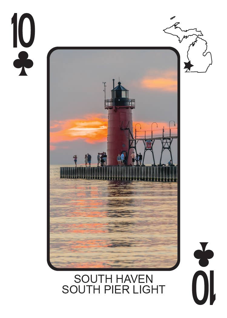 Image of LIGHTHOUSES OF MICHIGAN - Playing Cards - Euchre Friendly