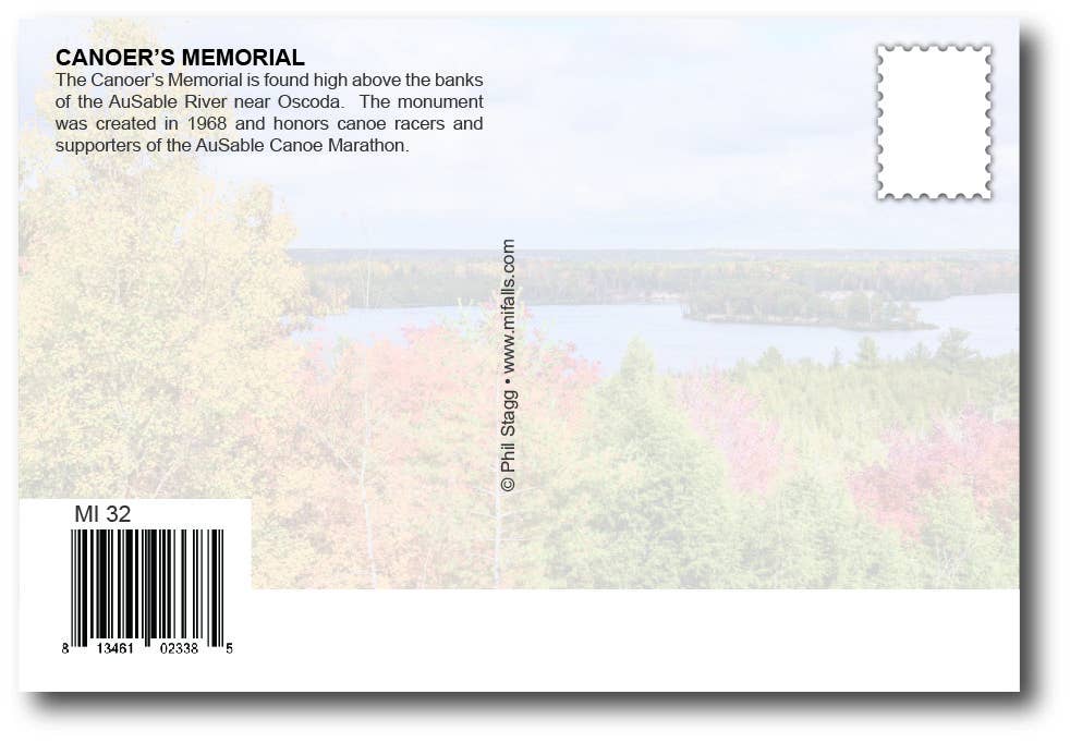 CANOER'S MEMORIAL - Michigan Postcard