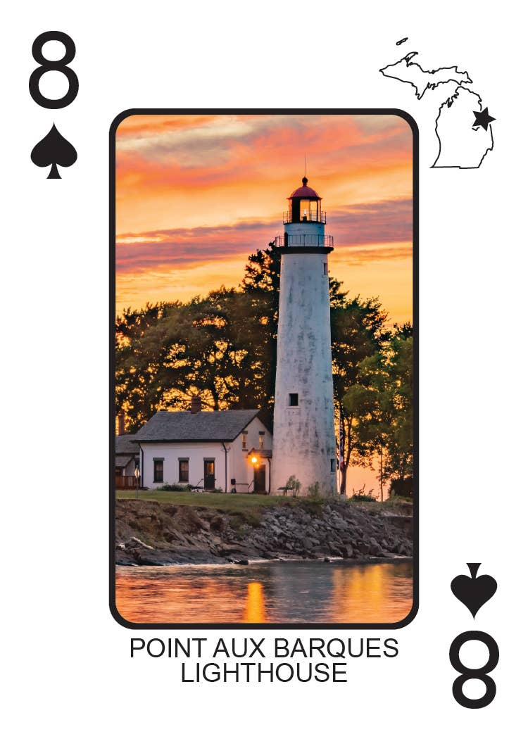Image of LIGHTHOUSES OF MICHIGAN - Playing Cards - Euchre Friendly