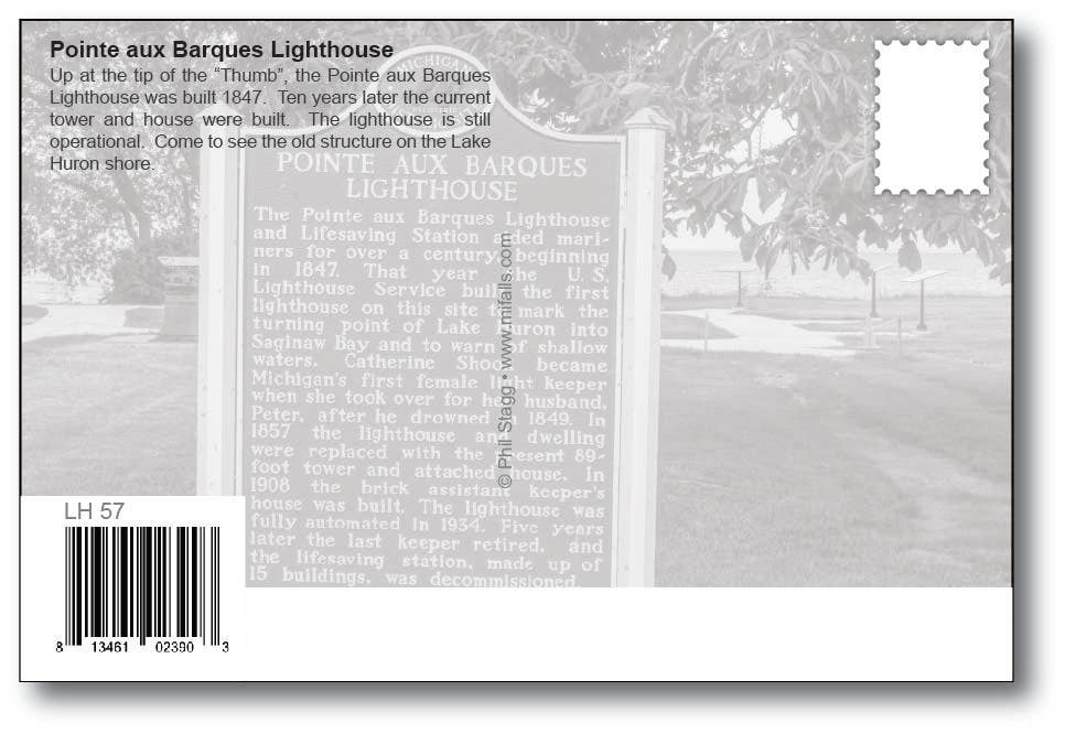 Image of POINTE AUX BARQUES LIGHTHOUSE - Michigan Postcard