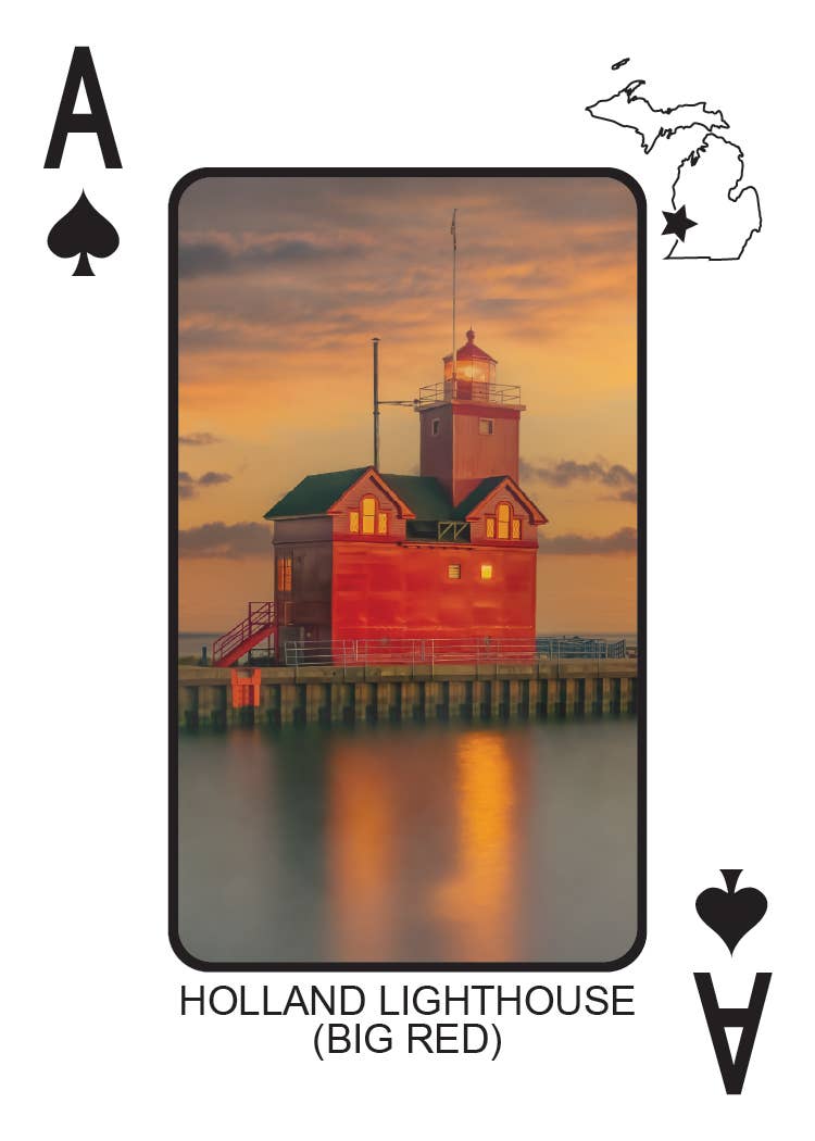 Image of LIGHTHOUSES OF MICHIGAN - Playing Cards - Euchre Friendly