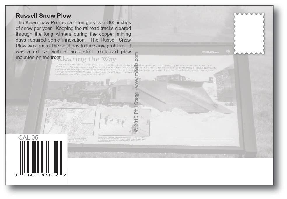 RUSSEL SNOW PLOW - Calumet Michigan Postcard