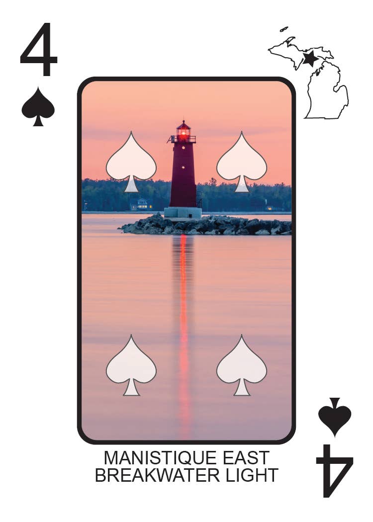 Image of LIGHTHOUSES OF MICHIGAN - Playing Cards - Euchre Friendly