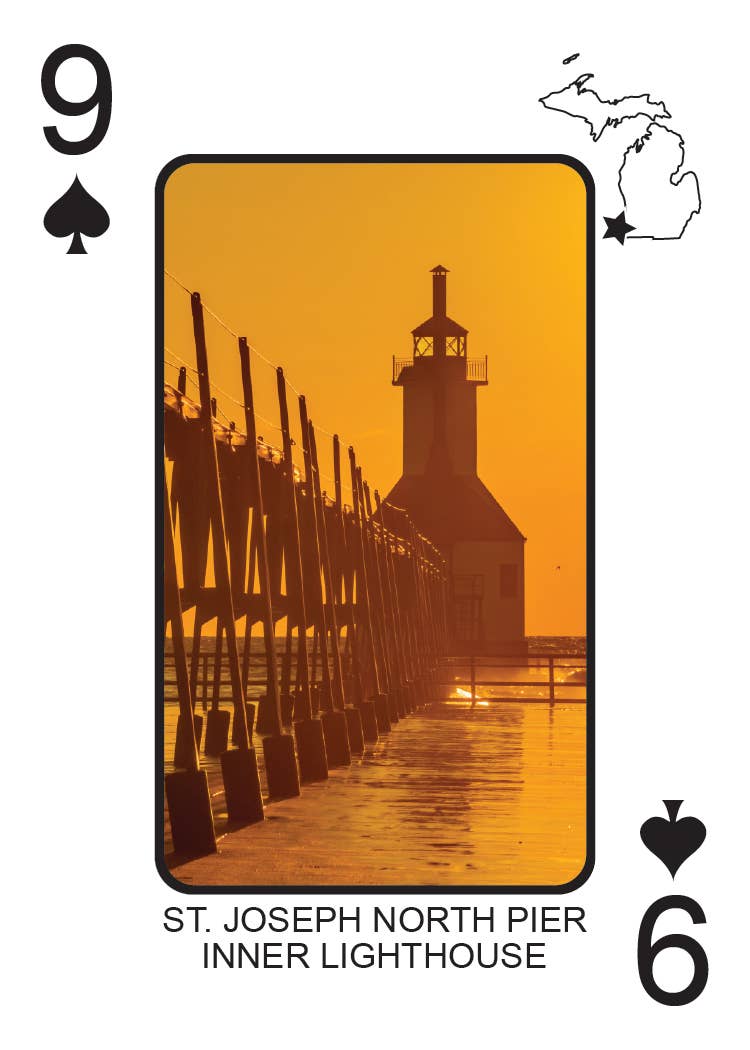 Image of LIGHTHOUSES OF MICHIGAN - Playing Cards - Euchre Friendly