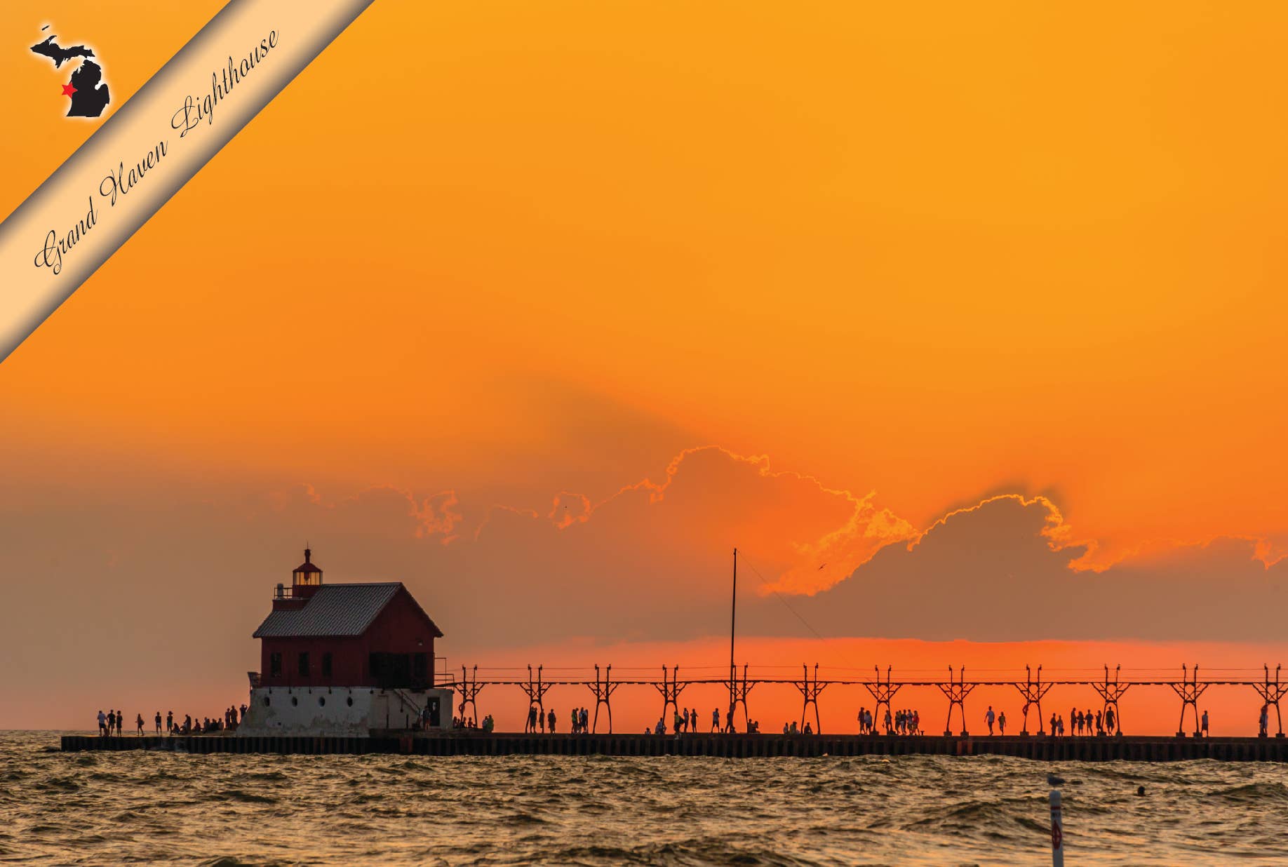 Image of GRAND HAVEN LIGHTHOUSE - Michigan Postcard