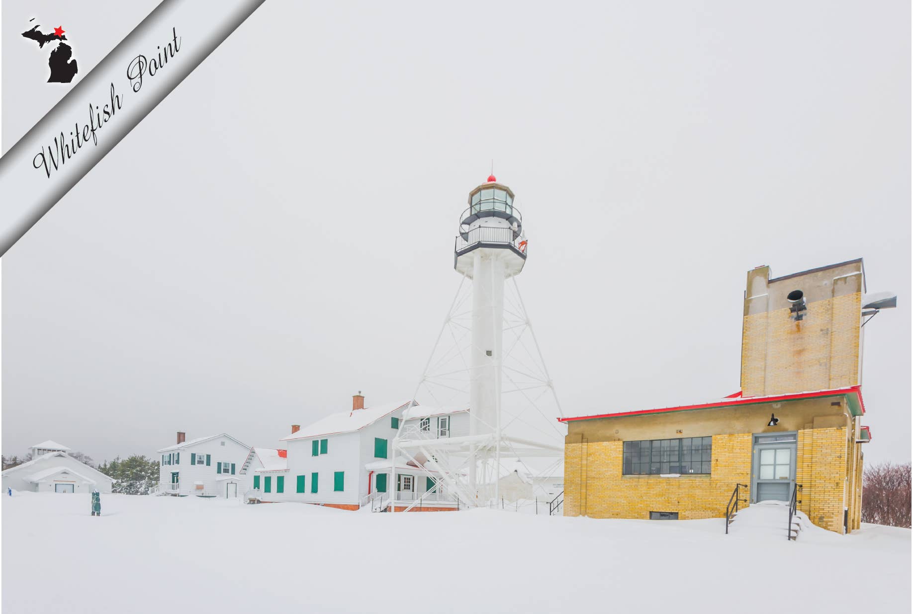 Image of WHITEFISH POINT LIGHTHOUSE - WINTER - Michigan Postcard