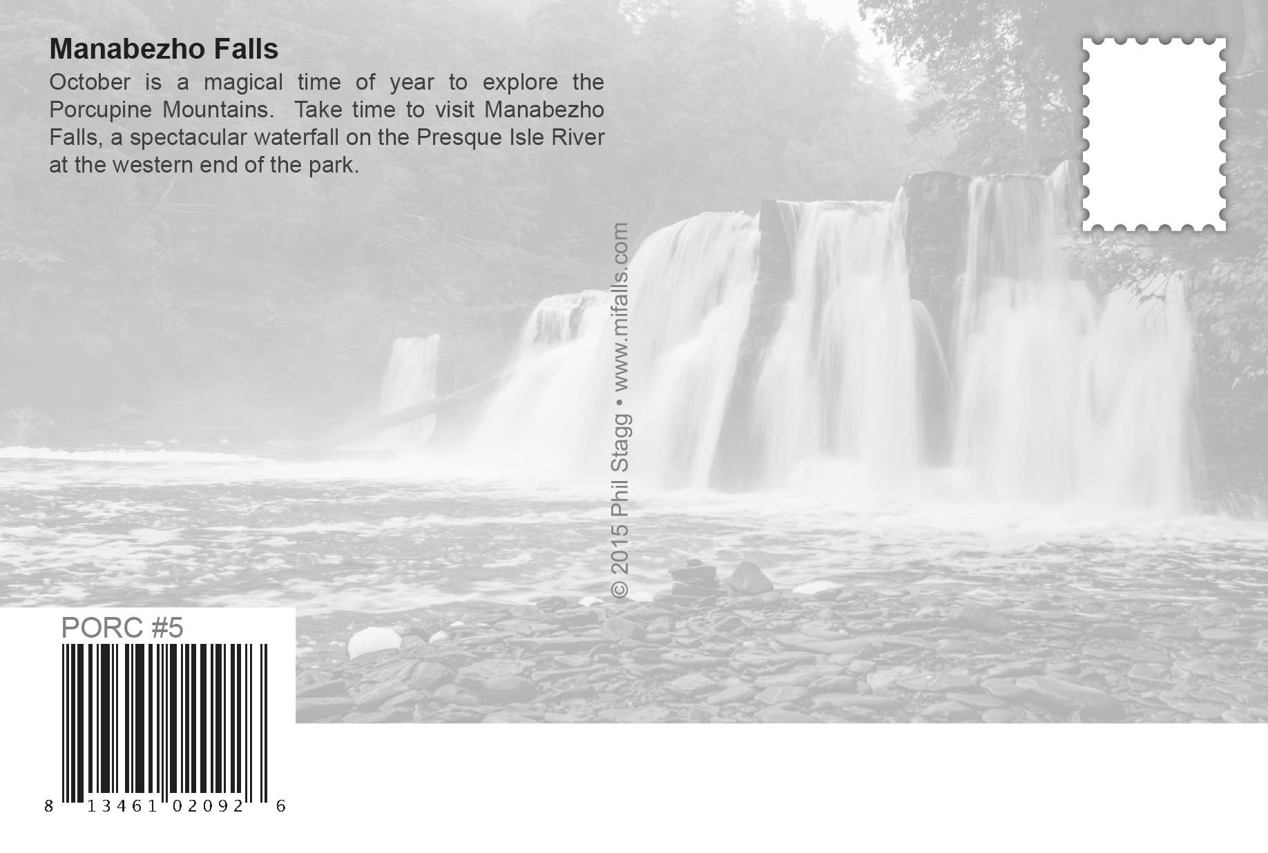MANABEZHO FALLS - AUTUMN - Michigan Postcard