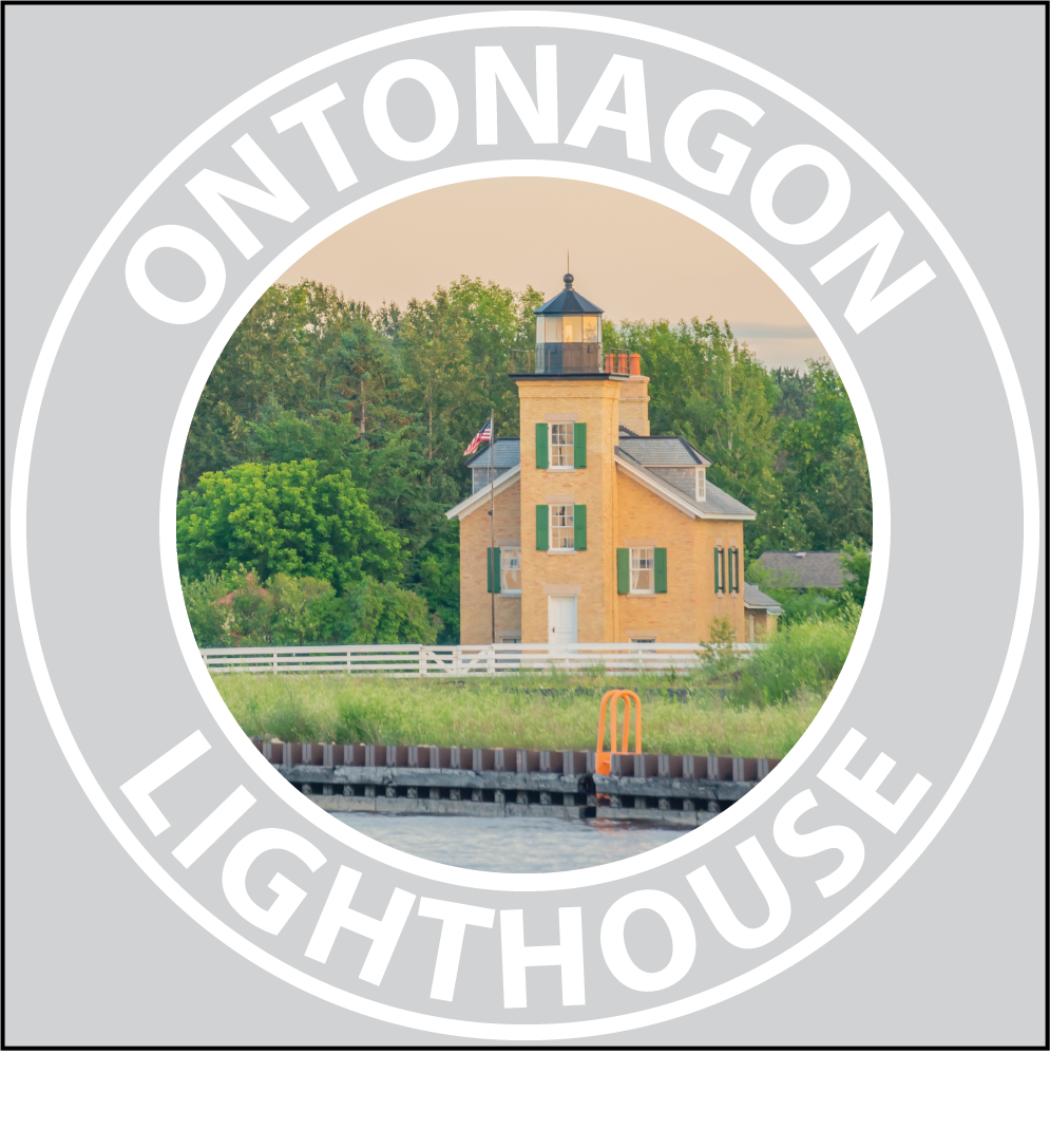 ONTONAGON LIGHTHOUSE Sticker - 3 1/4" Round