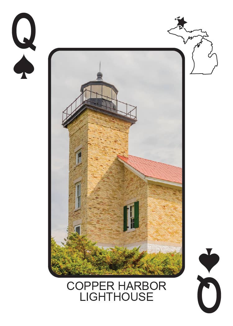 Image of LIGHTHOUSES OF MICHIGAN - Playing Cards - Euchre Friendly
