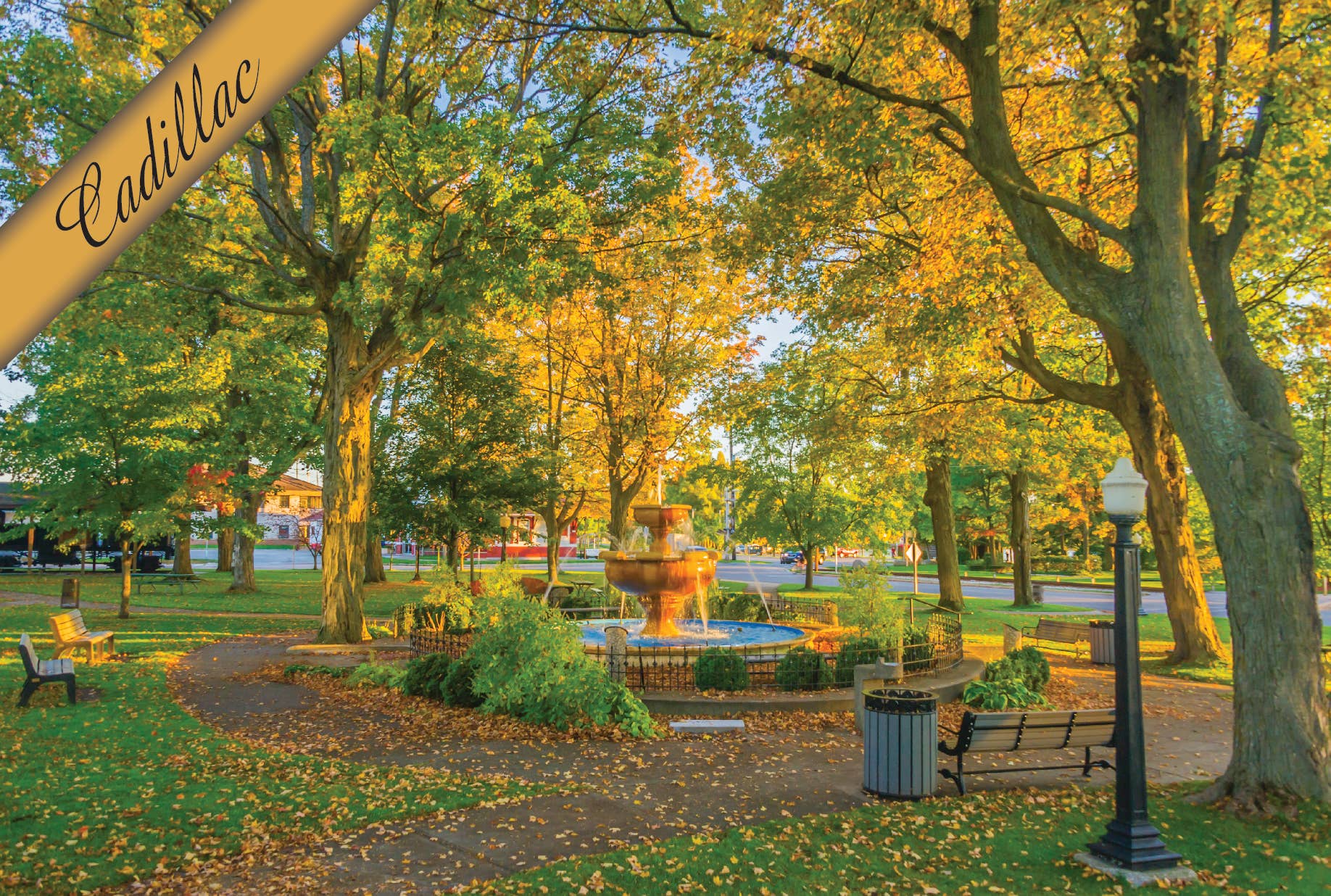 Image of Cadillac Fountain - Autumn | Postcard