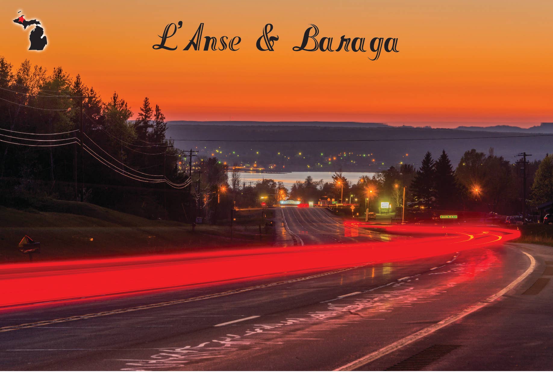 NIGHT IN LANSE/BARAGA - Michigan Postcard