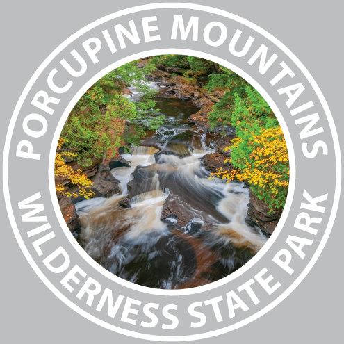 Porcupine Mtn. Sticker - 3 1/4" Round - Presque Isle Kettles